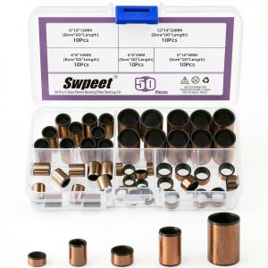 Sleeve Bearings Swpeet 50pcs 5 Size Kit Bronze Oilless Bushings-0